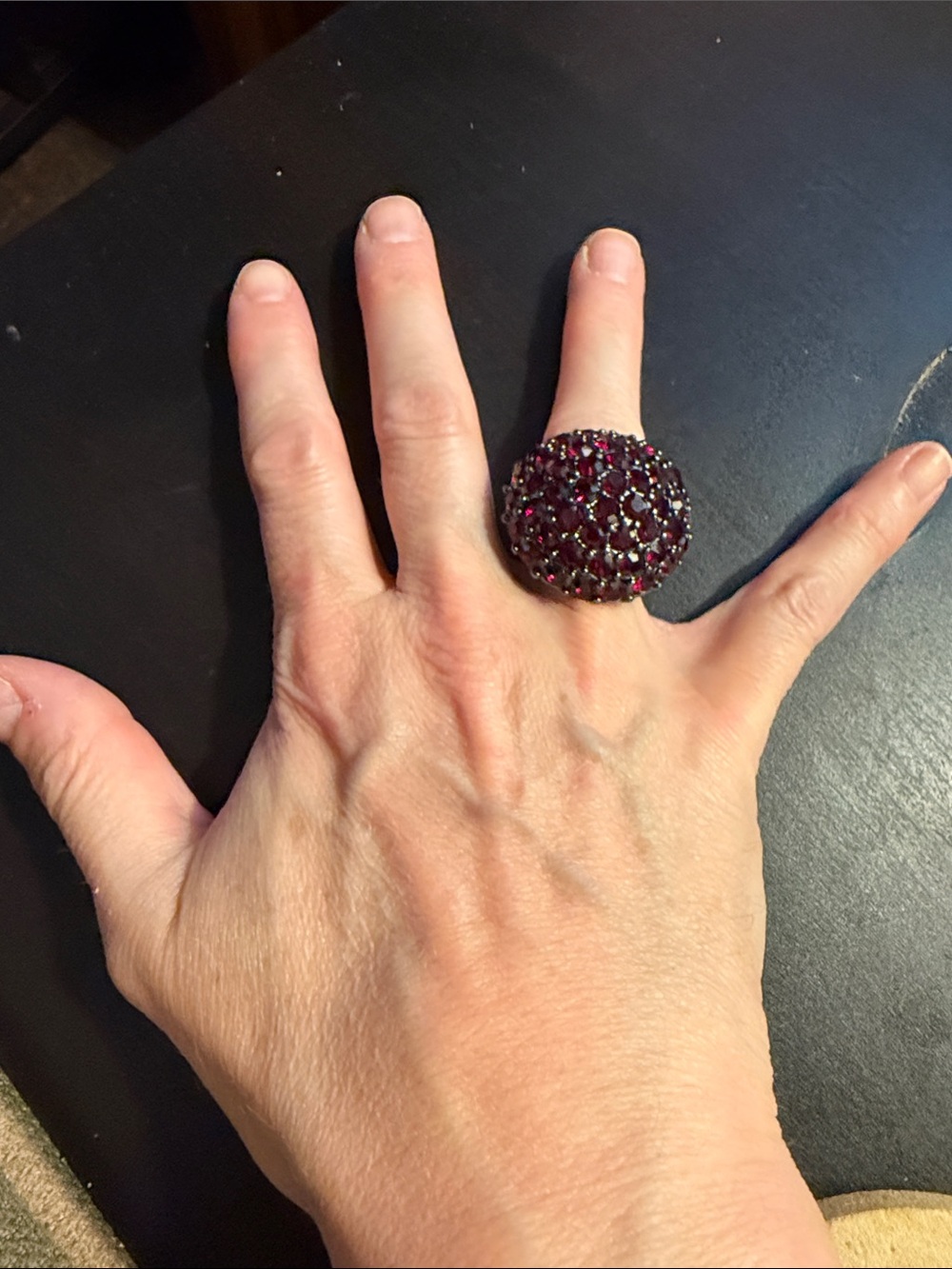 Statement Cocktail Ring with Deep Red Crystals